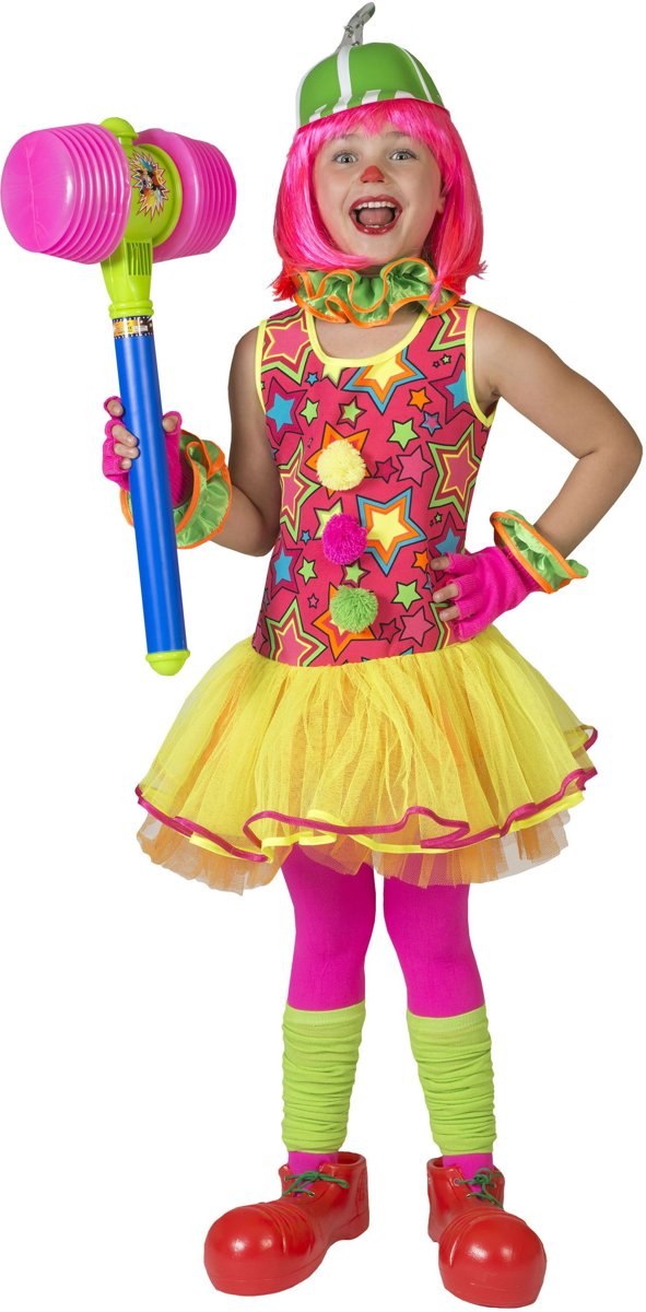 Clown & Nar Kostuum | Gekke Bonte Clown | Meisje | Maat 116 | Carnaval kostuum | Verkleedkleding